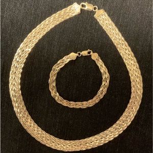 Braided sterling silver herringbone set!
